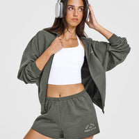 Lightweight Shorts with Graphic | Dark Khaki