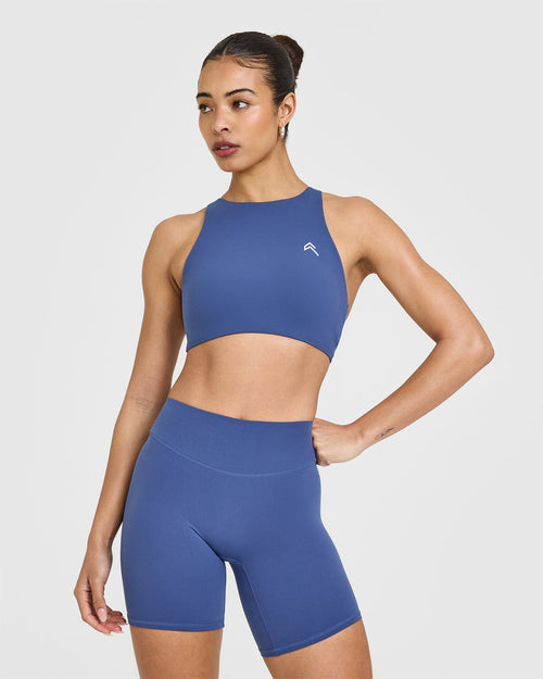 Oner Modal EasyLift™ High Neck Sports Bra | Shadow Blue