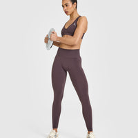 EffortlessLift™ Seamless Leggings with White Logo | Umber Brown