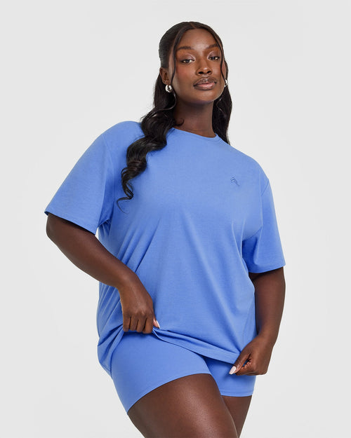 Oner Modal Classic Oversized Lightweight T-Shirt | Glaucous Blue