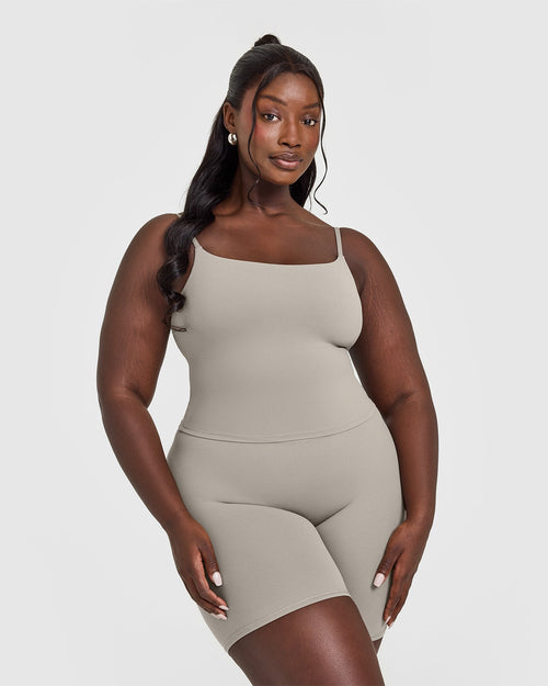 Oner Modal SoftMotion™ Strappy Mid Vest with Built in Bra Shelf | Warm Sand