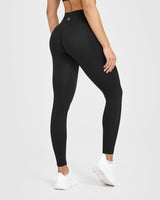 UnifiedMove High Waisted Pocket Leggings White Logo | Black
