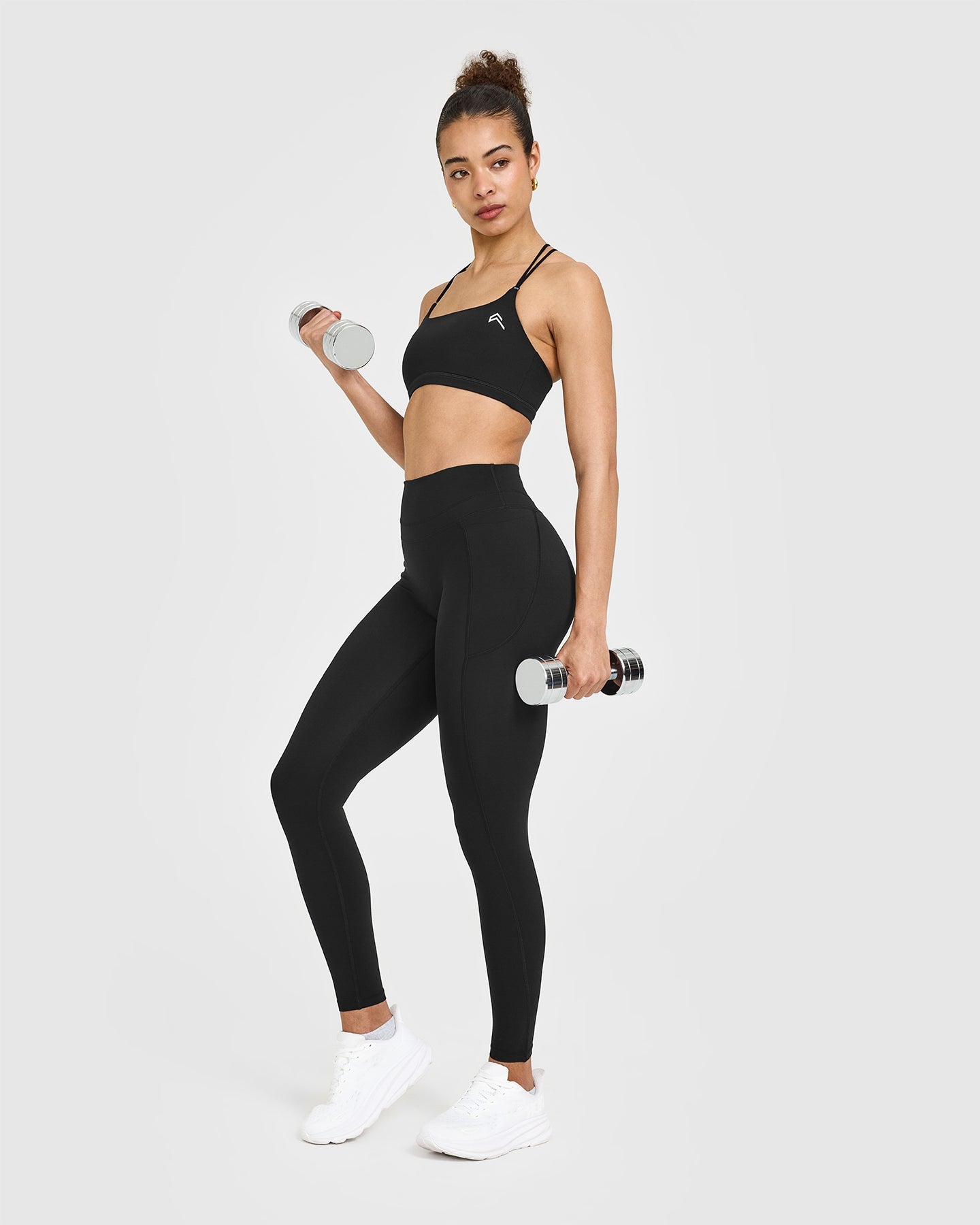 UnifiedMove High Waisted Pocket Leggings White Logo | Black