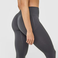 EffortlessLift™ Seamless Leggings with White Logo | Coal