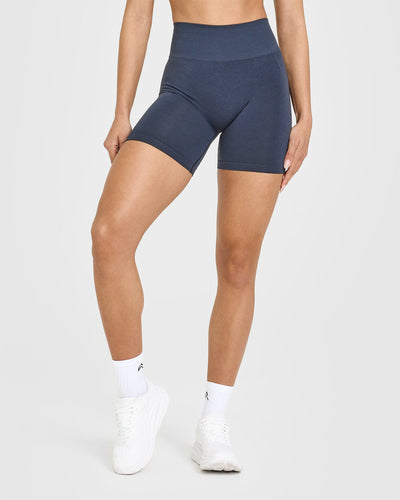 EffortlessLift™ Seamless Shorts with White Logo | True Blue