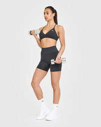 EasyLift™ Ultra Minimal V Neck Bralette with White Logo | Coal