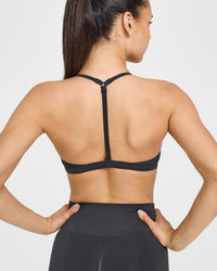 EasyLift™ Ultra Minimal V Neck Bralette with White Logo | Coal