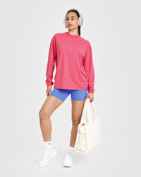 Classic Oversized Lightweight Long Sleeve Top | Velvet Pink