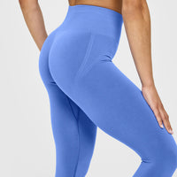 EffortlessLift™ Seamless Leggings with White Logo | Glaucous Blue