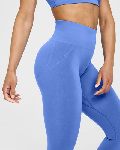 EffortlessLift™ Seamless Leggings with White Logo | Glaucous Blue