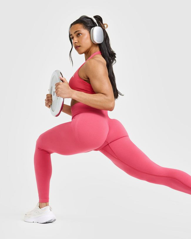 EffortlessLift™ Seamless Leggings with White Logo | Velvet Pink