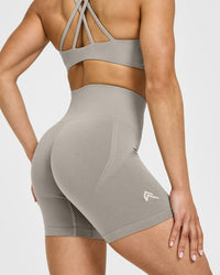 EffortlessLift™ Seamless Shorts with White Logo | Warm Sand