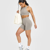 EffortlessLift™ Seamless Shorts with White Logo | Warm Sand