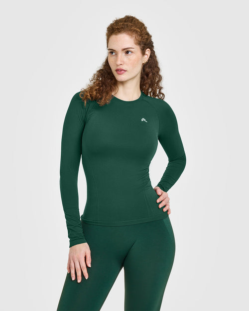Oner Modal Go To Seamless Fitted Long Sleeve Top | Racing Green