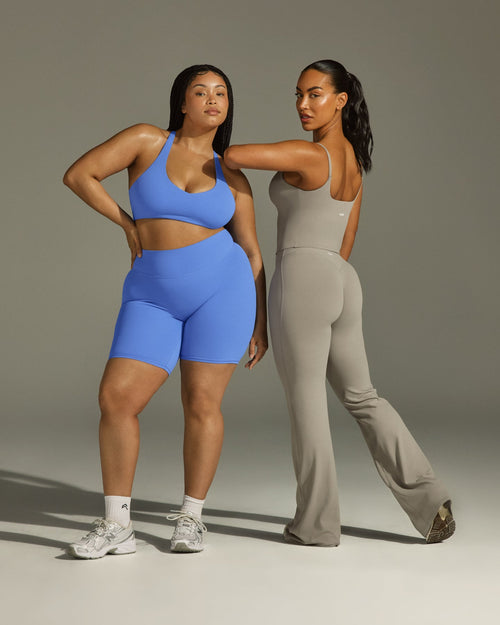 SoftMotion™ Bralette with White Logo | Glaucous Blue