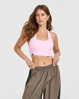 Mellow™ Rib Square Neck Bra | Chalk Pink