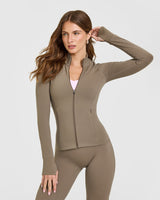 SoftMotion™ Jacket with White Logo | Moss Brown