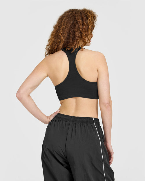 Mellow™ Rib Square Neck Bra | Soft Black