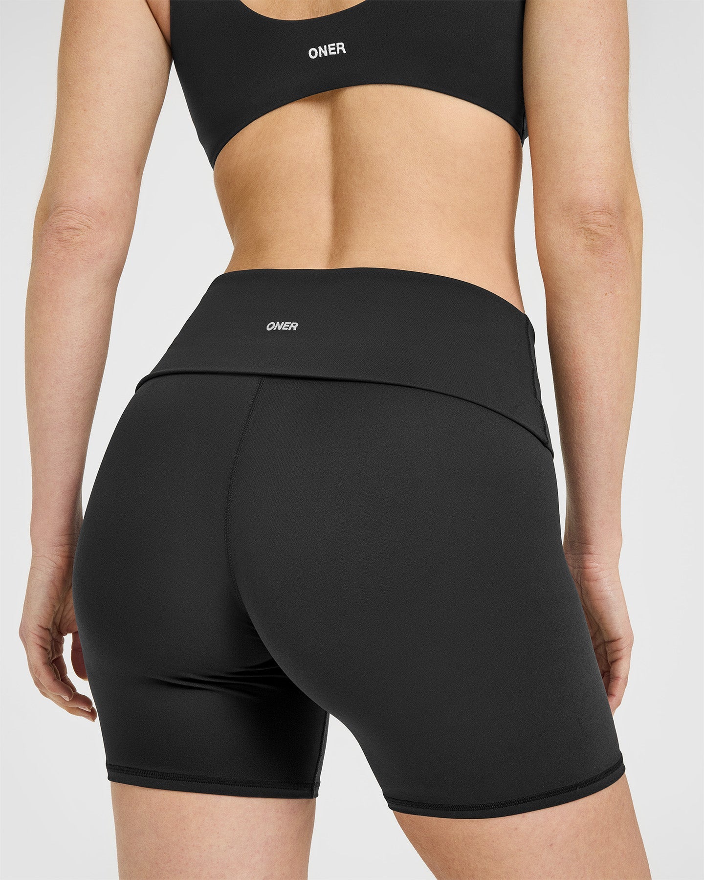 SoftMotion™ Fold Over Shorts 6" with White Logo | Soft Black