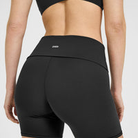 SoftMotion™ Fold Over Shorts 6" with White Logo | Soft Black