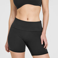 SoftMotion™ Fold Over Shorts 6" with White Logo | Soft Black
