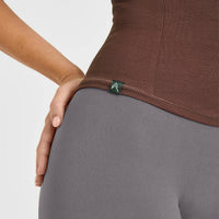 Mellow™ Rib Halter Neck Vest with Built in Bra Shelf | Copper Brown