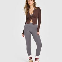 Mellow™ Rib Mid Long Sleeve Cardigan | Copper Brown