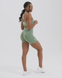 EffortlessLift™ Seamless Shorts with White Logo | Sage