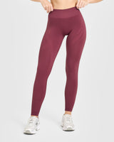 EnhanceLift™ Seamless Leggings with White Logo | Burnt Maroon
