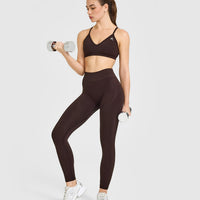 EnhanceLift™ Seamless Leggings with White Logo | Plum Brown