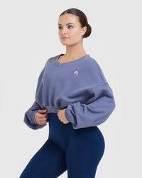 All Day Lightweight Oversized V-Neck Sweatshirt | Slate Blue