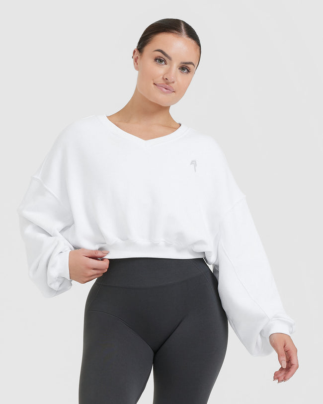 White v neck sweatshirt cheap