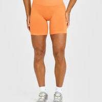 EffortlessLift™ Seamless Shorts with White Logo | Apricot Orange