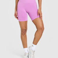 EffortlessLift™ Seamless Shorts with White Logo | Orchid Purple