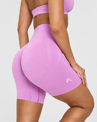 EffortlessLift™ Seamless Shorts with White Logo | Orchid Purple