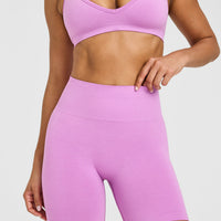 EffortlessLift™ Seamless Shorts with White Logo | Orchid Purple