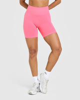 Effortless Seamless Shorts with White Logo | Peony Pink
