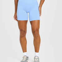 EffortlessLift™ Seamless Shorts with White Logo | Powdered Blue