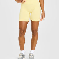 EffortlessLift™ Seamless Shorts with White Logo | Sherbert Yellow