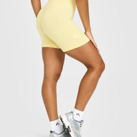 EffortlessLift™ Seamless Shorts with White Logo | Sherbert Yellow