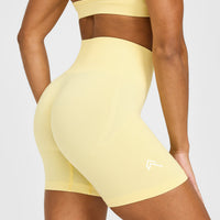 EffortlessLift™ Seamless Shorts with White Logo | Sherbert Yellow
