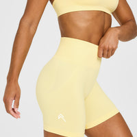 EffortlessLift™ Seamless Shorts with White Logo | Sherbert Yellow