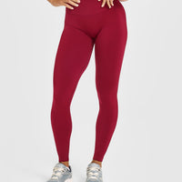 EffortlessLift™ Seamless Leggings with White Logo | Claret Red