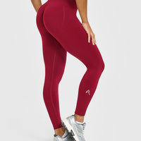 EffortlessLift™ Seamless Leggings with White Logo | Claret Red