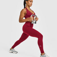 EffortlessLift™ Seamless Leggings with White Logo | Claret Red