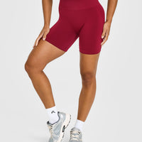 EffortlessLift™ Seamless Shorts with White Logo | Claret Red