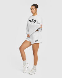 Foundations Oversized Oner Girlfriend Shorts | Light Grey Marl