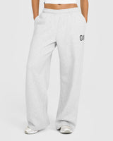 Foundations Oversized Oner Girlfriend Straight Leg Joggers | Light Grey Marl