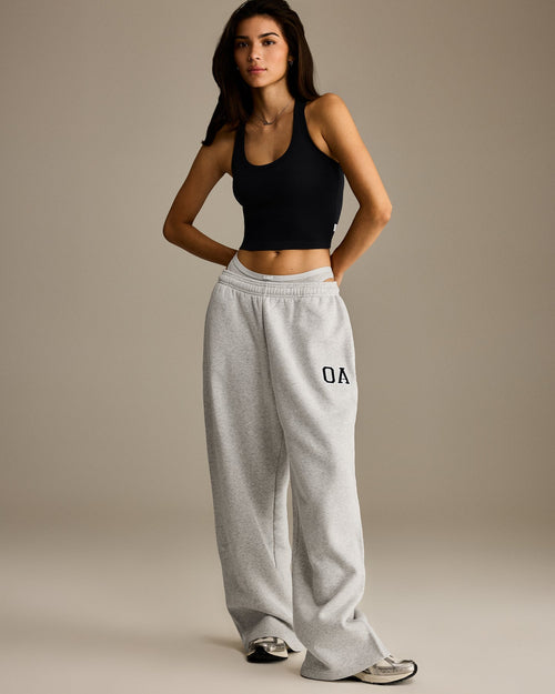 Foundations Oversized Oner Girlfriend Straight Leg Joggers | Light Grey Marl