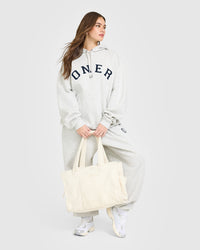 Foundations Oversized Oner Girlfriend Hoodie | Light Grey Marl